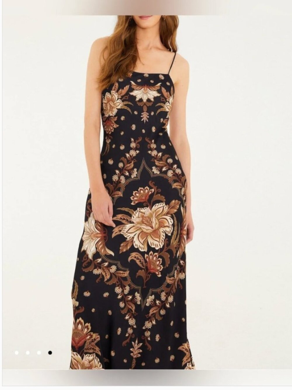 Farm Rio Black Majestic Garden Slip Maxi Black Gold Dress size XXS